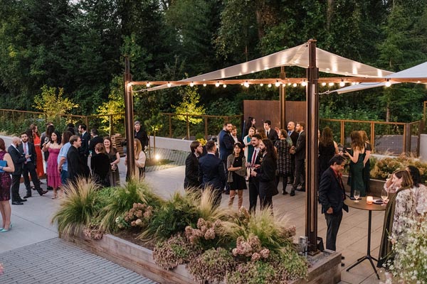 patio with people attending a private event
